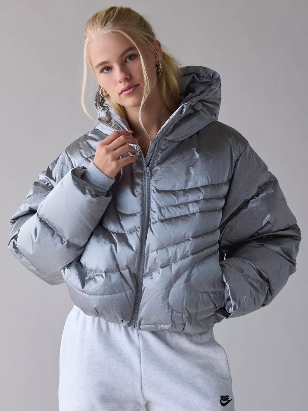 Nike Sportswear Therma-FIT Oversized Down Puffer Jacket silver color